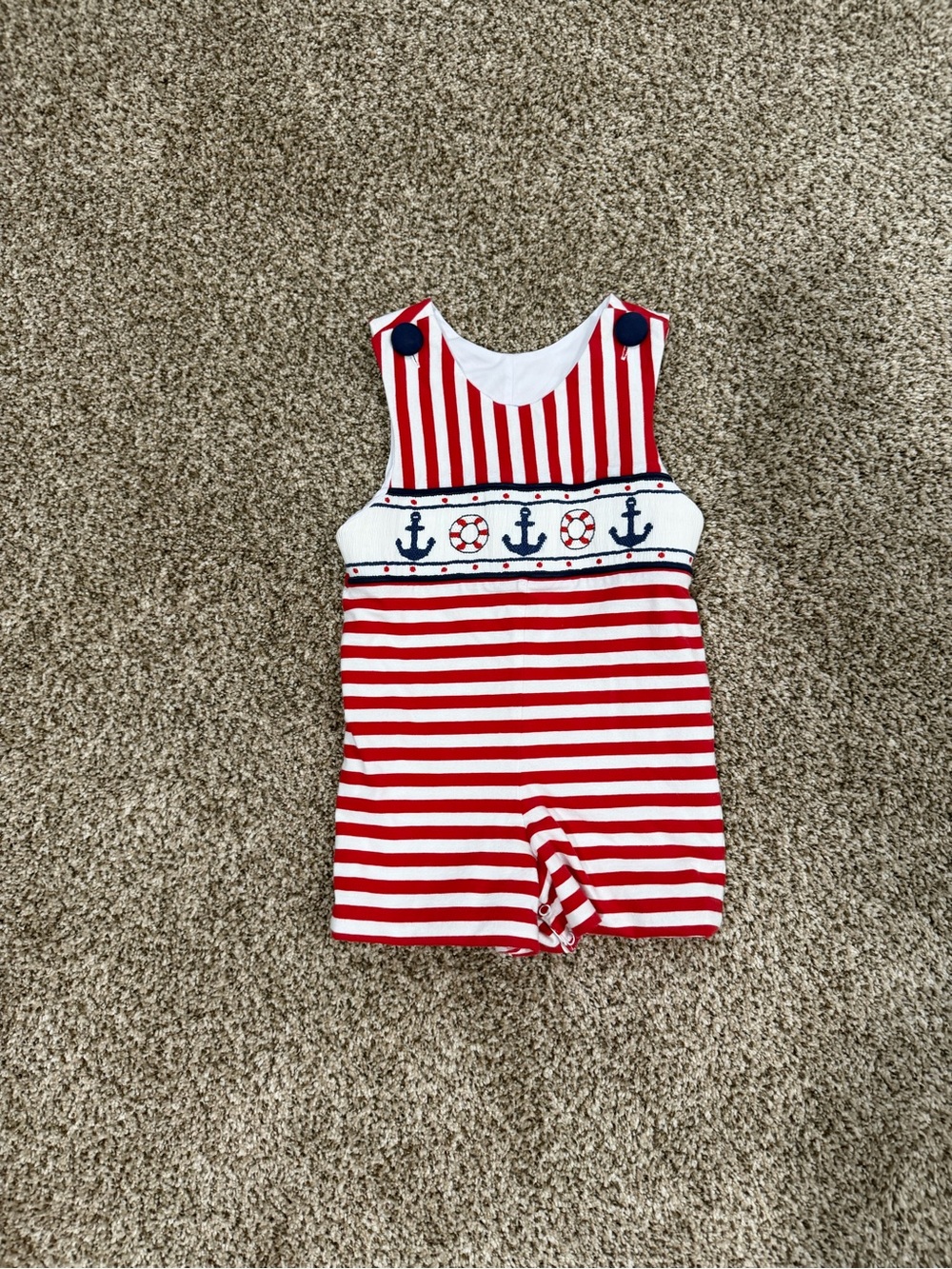 Red & White Striped Nautical Kids One-Piece Romper